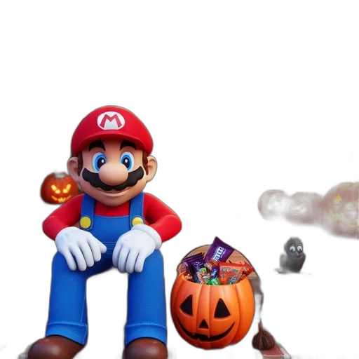 mask, concept art, 3d render, pixel art, fog, fire, during, halloween transparent PNG cut-out