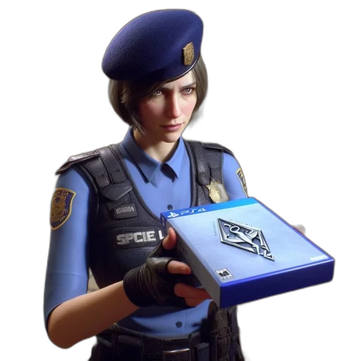 weapon, staff, jacket, face, concept art, 3d render, photorealistic, cyberpunk transparent PNG cut-out