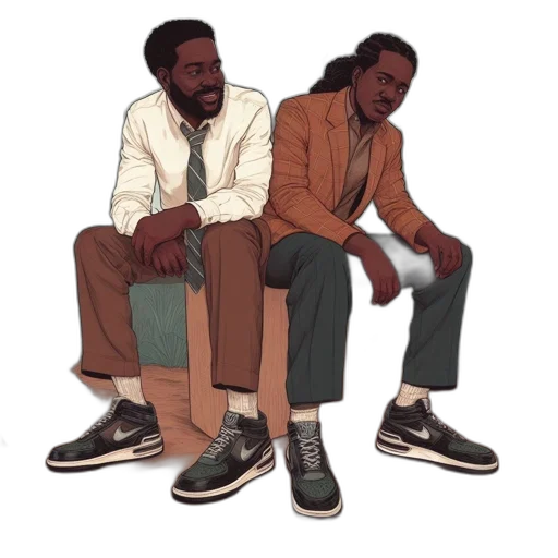 shoes, jacket, concept art, cartoon, watercolor, pixel art, earth tones, two transparent PNG cut-out