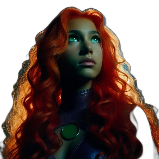 hair, face, comic book art, fantasy art, concept art, photorealistic, woman, vibrant transparent PNG cut-out