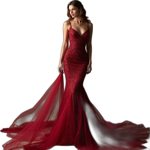 dress, photorealistic, red, latest, evening, gowns, elegant, prom transparent PNG cut-out