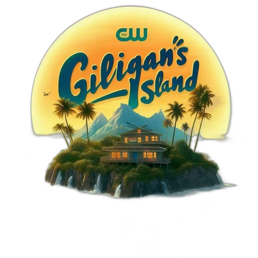 concept art, colorful, poster, giligan, island, features, tropical, scene transparent PNG cut-out