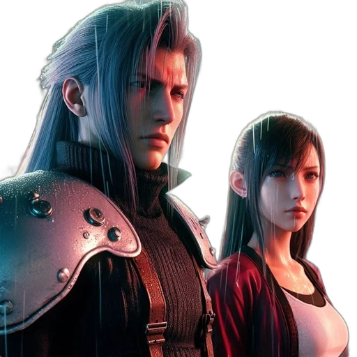 concept art, fantasy art, 3d render, cyberpunk, red, two, individuals, one transparent PNG cut-out