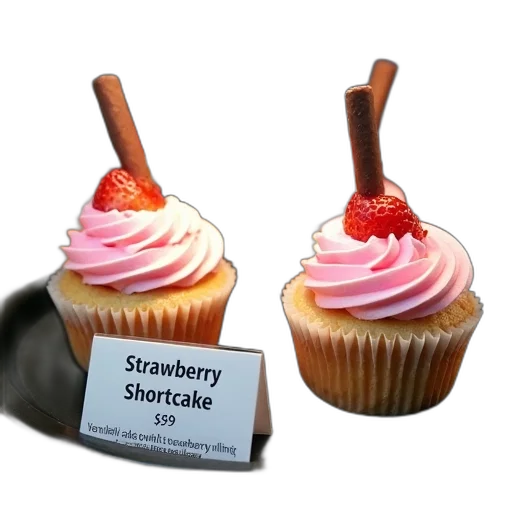 food, 3d render, photorealistic, display, case, three, strawberry, shortcake transparent PNG cut-out