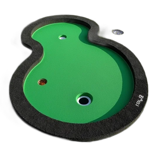 3d render, green, golf, putting, mat, hole, center, black transparent PNG cut-out