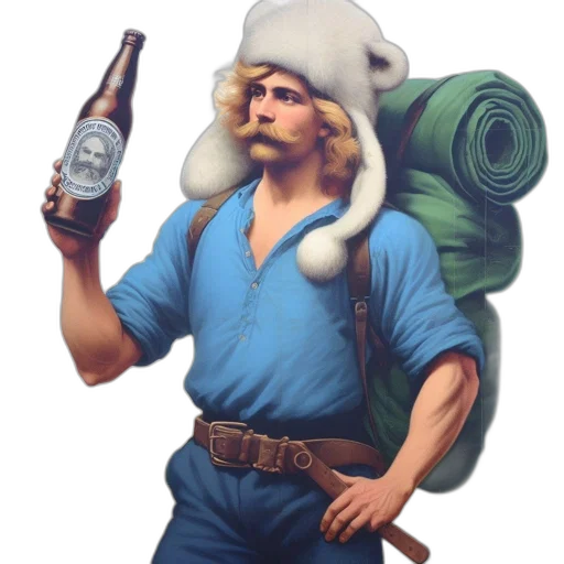 bottle, hat, creature, animal, concept art, fantasy art, pixel art, photorealistic transparent PNG cut-out