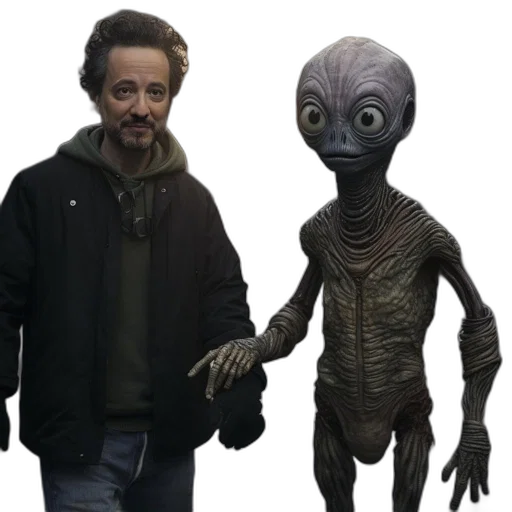 creature, concept art, 3d render, outer space, man, beard, curly, hair transparent PNG cut-out