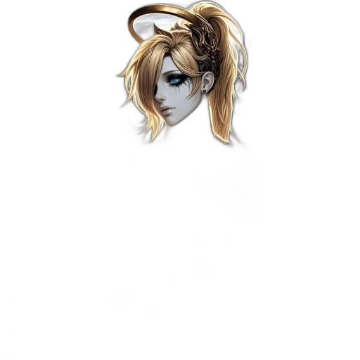 mask, staff, hair, face, anime, concept art, fantasy art, comic book art transparent PNG cut-out