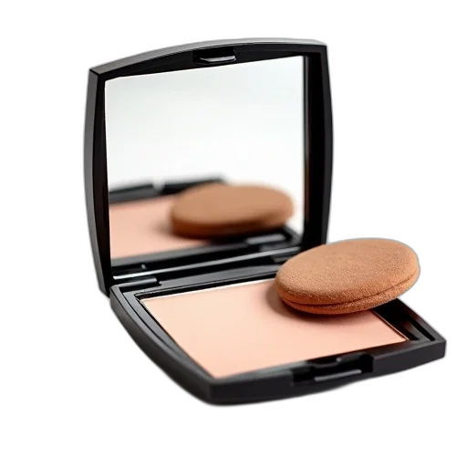 compact, powder, mirror, two, puffs, displayed, against, white transparent PNG cut-out