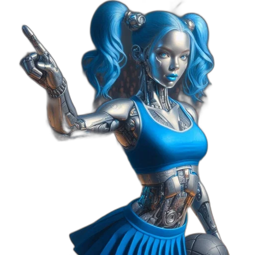robot, concept art, comic book art, fantasy art, 3d render, blue, female, humanoid transparent PNG cut-out