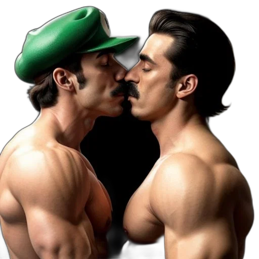 photorealistic, concept art, comic book art, fantasy art, two, shirtless, men, one transparent PNG cut-out