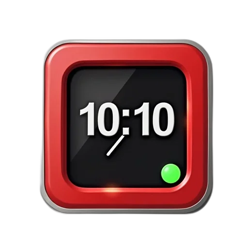 digital, clock, red, square, frame, silver, border, displayed transparent PNG cut-out