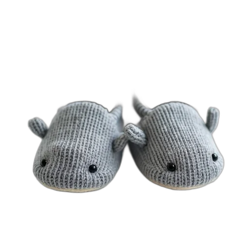 hat, shoes, pair, grey, knitted, baby, whale, design transparent PNG cut-out