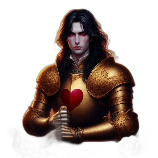 fantasy art, concept art, comic book art, pixel art, armored, man, black, hair transparent PNG cut-out