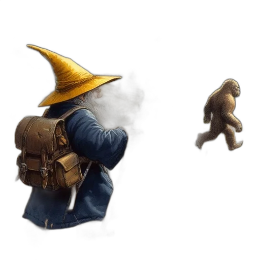 staff, hat, mask, creature, concept art, fantasy art, 3d render, pixel art transparent PNG cut-out