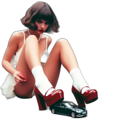 shoes, dress, photorealistic, concept art, 3d render, comic book art, young, woman transparent PNG cut-out