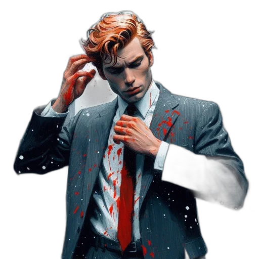 jacket, comic book art, concept art, pixel art, cyberpunk, red, monochrome, dark transparent PNG cut-out