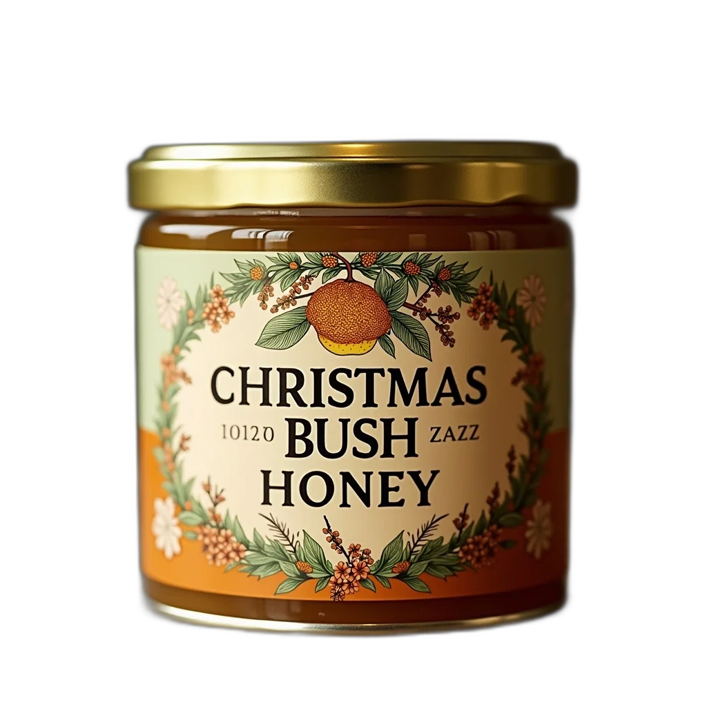 close-up, tin, can, label, reads, christmas, bush, honey transparent PNG cut-out