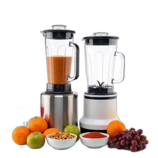 food, modern, kitchen, scene, stainless, steel, blender, left transparent PNG cut-out