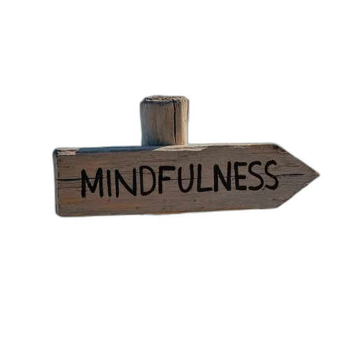 word, mindfulness, written, wooden, signpost, beach, background transparent PNG cut-out