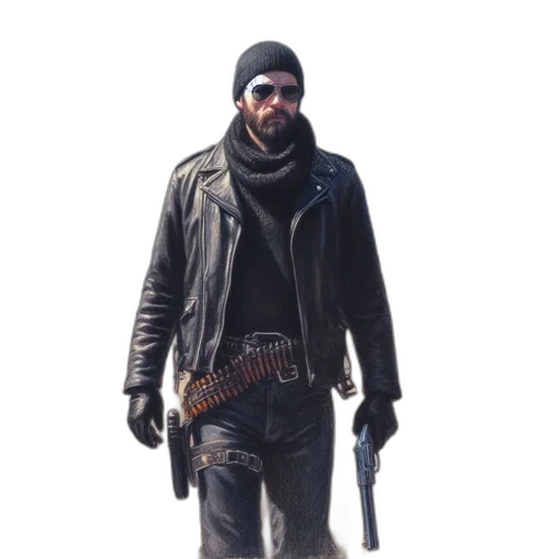 jacket, weapon, staff, concept art, 3d render, photorealistic, comic book art, man transparent PNG cut-out