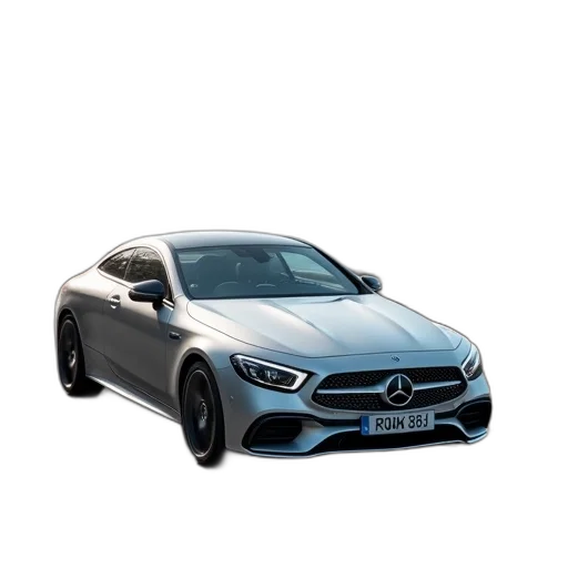 car, 3d render, photorealistic, silver, mercedes-benz, speeding, down, coastal transparent PNG cut-out