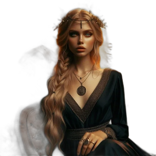 dress, jewelry, dragon, staff, fantasy art, concept art, photorealistic, pixel art transparent PNG cut-out