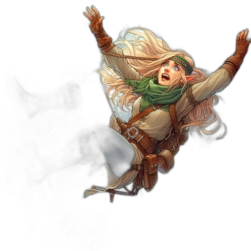 staff, dragon, fantasy art, concept art, earth tones, green, elf-like, woman transparent PNG cut-out