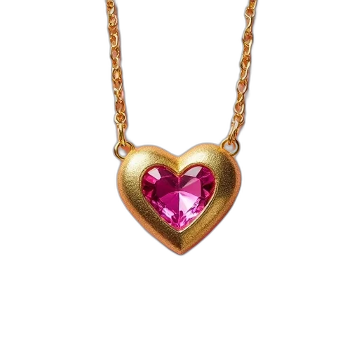 jewelry, close-up, image, gold, necklace, heart-shaped, pendant, featuring transparent PNG cut-out