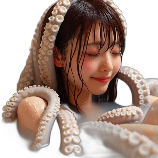 creature, hair, jewelry, hat, 3d render, photorealistic, concept art, underwater transparent PNG cut-out