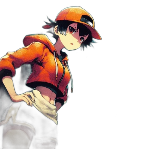 hat, concept art, anime, pixel art, watercolor, red, colorful, golden transparent PNG cut-out