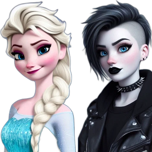 concept art, cartoon, comic book art, fantasy art, dark, monochrome, two, frozen transparent PNG cut-out