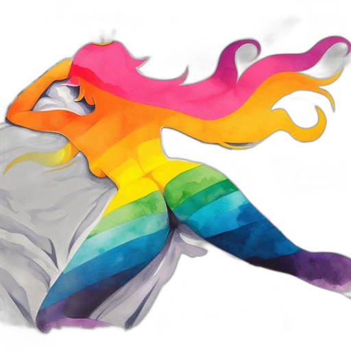 hair, creature, dress, jacket, concept art, watercolor, fantasy art, vaporwave transparent PNG cut-out