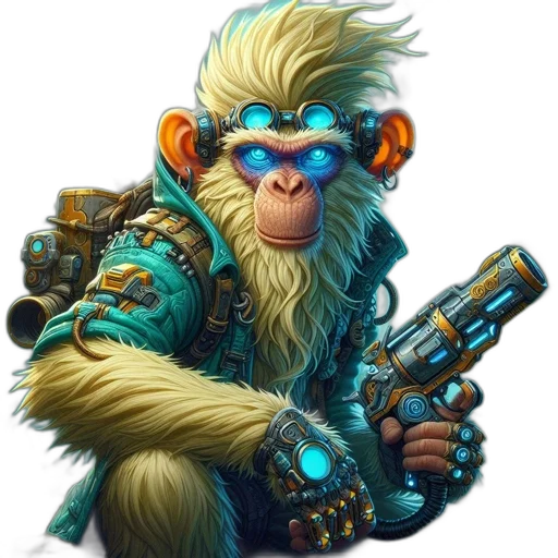 staff, weapon, animal, concept art, fantasy art, pixel art, anthropomorphic, chimp transparent PNG cut-out