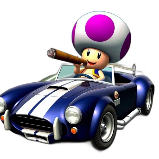 car, weapon, 3d render, concept art, cartoon, vaporwave, toad, mario transparent PNG cut-out