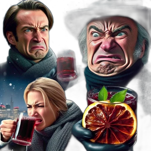 food, concept art, photorealistic, comic book art, fantasy art, snow, three, people transparent PNG cut-out
