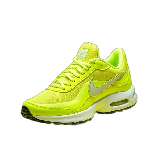 shoes, 3d render, photorealistic, neon, yellow, sneaker, nike transparent PNG cut-out