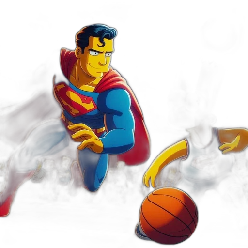 comic book art, concept art, cartoon, fantasy art, outer space, fire, superman, bart transparent PNG cut-out