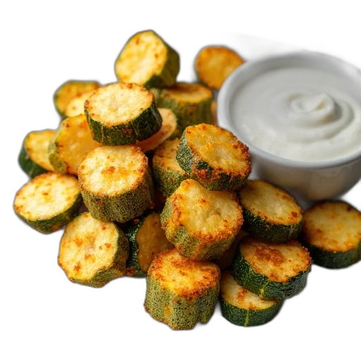 food, plate, zucchini, fries, side, ranch, dressing, golden transparent PNG cut-out
