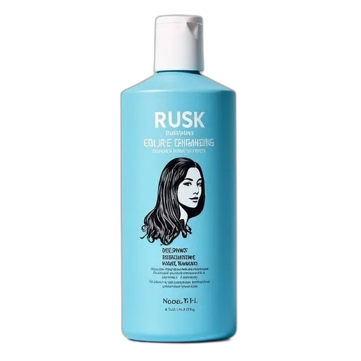 photorealistic, bottle, rusk, deepshine, color, enhancing, shampoo, blue transparent PNG cut-out