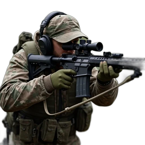 weapon, staff, 3d render, camo, rifle, sling, one, handed transparent PNG cut-out