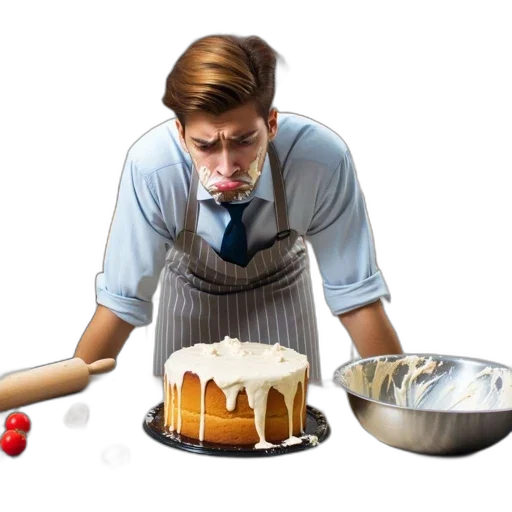 food, staff, concept art, photorealistic, 3d render, man, light, blue transparent PNG cut-out