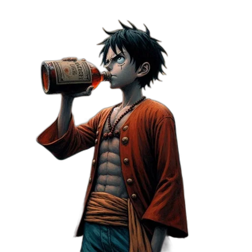 bottle, jacket, concept art, fantasy art, comic book art, pixel art, red, young transparent PNG cut-out