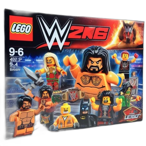 image, shows, lego, box, wwe, 2k16, displaying, wrestler-inspired transparent PNG cut-out
