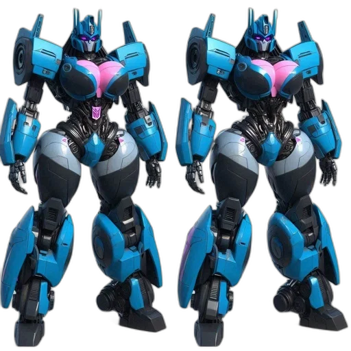 robot, concept art, 3d render, vaporwave, blue, two, identical, humanoid transparent PNG cut-out