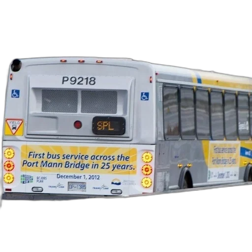 3d render, photorealistic, concept art, bus, words, first, service, across transparent PNG cut-out