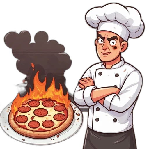 food, staff, pixel art, cartoon, concept art, comic book art, fire, disgruntled transparent PNG cut-out
