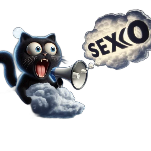3d render, cartoon, concept art, pixel art, black, cat, sits, atop transparent PNG cut-out