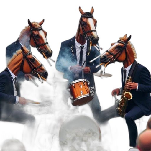 concept art, fantasy art, photorealistic, 3d render, fire, quirky, band, plays transparent PNG cut-out