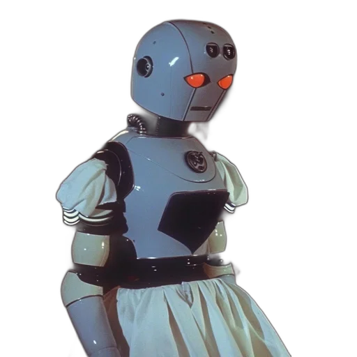 robot, dress, mask, staff, vaporwave, 3d render, concept art, outer space transparent PNG cut-out